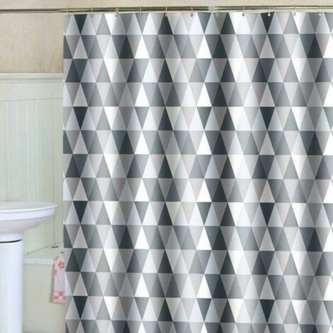 Duschvorhang 200 x 220 cm (200 cm Breite, 220 cm Höhe), wasserdichtes Polyestergewebe, antibakteriell, schimmelhemmend, waschbar, mit 12 Duschvorhangringen