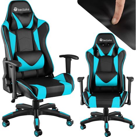 Chaise de gaming Forme ergonomique avec dossier réglable noir et azur (1/5)