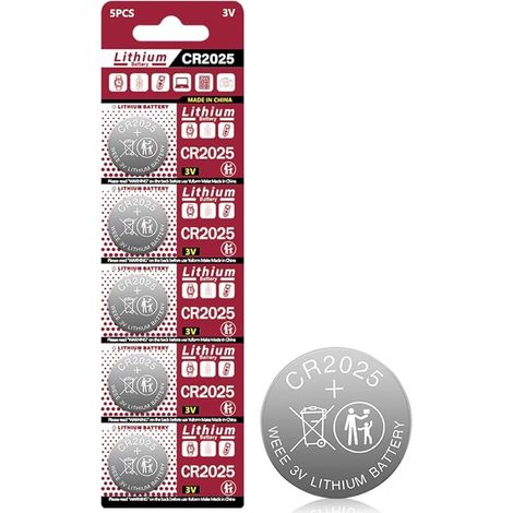 CR2025 Lot de 5 piles bouton 3 V DL2025 BR2025 KCR2025 CR 2025 CR 2025 pour clé de voiture (1/5)