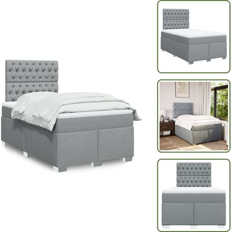 Sommier à lattes de lit avec matelas Gris clair 120x200cm Tissu - Sommier À Lattes De Lit - Sommiers À Lattes De Lit - Lit - Meuble De Chambre À Coucher (1/5)