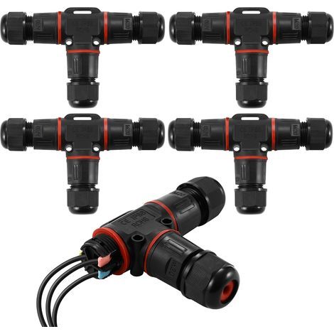 Set of 4 Junction Box IP68, 3 Pin Cable Connector for 3-12 mm Diameter Earth Cable, Outdoor Junction Boxes, For Use in Gardens and Underground Cables (1/5)