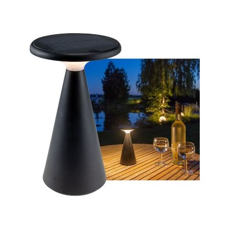 LED Solar-Tischleuchte "Foco Sol" 2700K, IP44, dimmbar, 20cm, matt schwarz