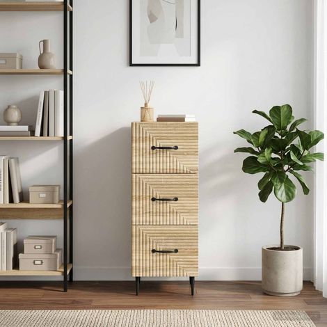 Armoire à tiroirs 3 tiroirs chêne Sonoma en bois d’ingénierie 33 x 34,5 x 89,5 cm - PANGIVO