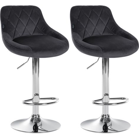 Set de 2 Taburetes Lazio en terciopelo Gris oscuro Cromado (1/5)