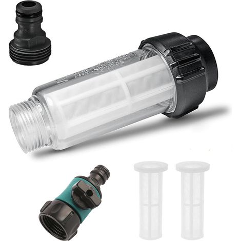 Filtre à Eau 3/4 Pouce pour Nettoyeur Haute Pression, Kit avec Insert de Filtre, Raccords Rapides et Cartouches de Rechange, Compatible Tuyau Arrosage, Pompe de Jardin, Caravane (1/5)