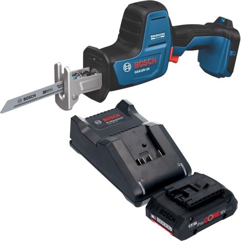 Scie sabre sans fil Bosch GSA 18V-24 Professional 18 V 230 mm sans balais + 1 batterie ProCORE 4,0 Ah + chargeur (1/5)