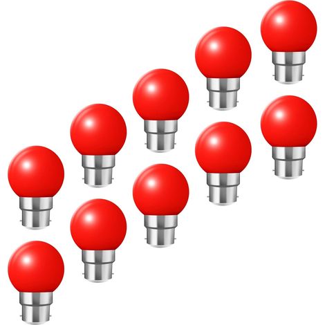 Paquet de 10 Ampoules baïonnette B22 ampoule LED Feston 2W (équivalent 20W), ampoule écoénergétique écoénergétique colorée rouge, petites ampoules de Noël BC Cap (1/5)