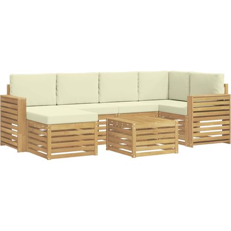 Ensemble de canapés d'extérieur 7 pc Blanc et crème Polyester vidaXL
