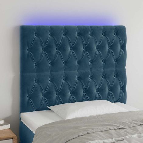 Tête de lit à LED,Panneau de lit,Pour Lit adulte,Décoration murale Bleu foncé 100x7x118/128 cm Velours XZZ682674 (1/5)