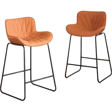 Wahson Sgabelli bar Set di 2, Moderna Sedia da Cucina in Ecopelle, Sgabello da Bar con Schienale e Gambe in Metallo, Arancio