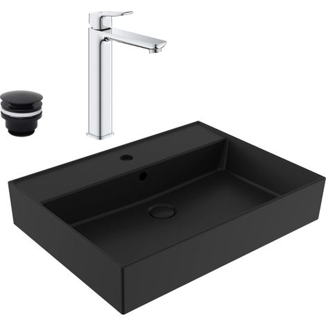 QUICKFIX DICE miscelatore per lavabo, misura XL + lavabo Swiss Aqua Technologies 60,5x46,5 cm (BA3-G1018920000-04)