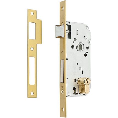 cerradura para madera tesa 130/48c/ae ent-40mm, dist-70, c/recto, latonada (1/5)