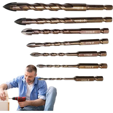 Mèches À Béton Pour Perceuse À Percussion - Forets Carrelage - Lot De 7 (1/5)