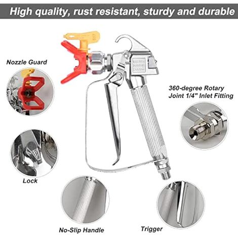 Pistolet à peinture sans air haute pression 3600 PSI avec porte-buse 517 et filtre supplémentaire 6 pour système de peinture (1/3)
