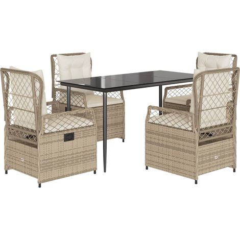 Maison Exclusive - Ensemble à manger de jardin avec coussins 5pcs Beige poly rotin