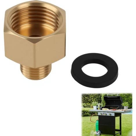 Adaptateur de Gaz en Laiton avec Raccord G 1/2" RH Femelle à Droite vers G 1/4" LH Mâle à Gauche, Adaptateur de Raccord de Gaz, Compatible pour Équipements Allemands et Français, Résistant et Durable (1/5)