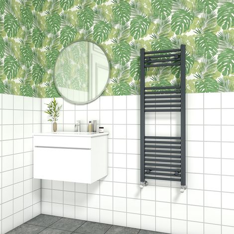 Bathroom Straight Heated Towel Rail Radiator Ladder Warmer Heating Anthracite 1200x400mm (1/5)