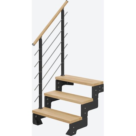 Dolle Modultreppe Gardentop Innen Buche 3 Stufen 54-66cm Geschosshöhe 85cm Stufenbreite inkl. Geländer (1/4)