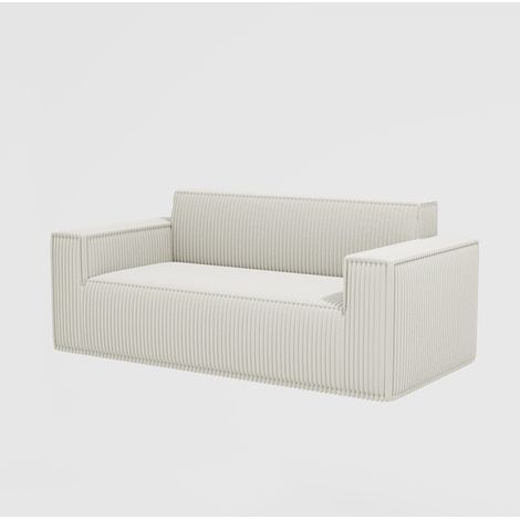 Divano a 2 posti in velluto a coste bianco 178 x 86 x 70 cm senza montaggio