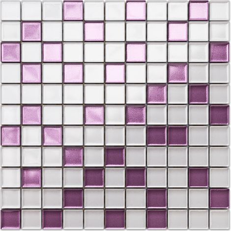 Ilcom mosaico in vetro su rete per bagno e cucina 30cm x 30cm - Lilac orchid (1/5)