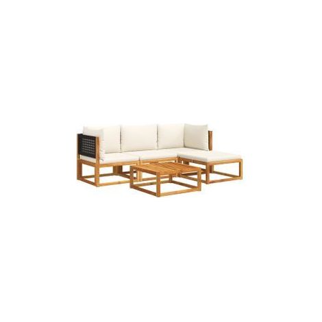 Salon de jardin avec coussins 5 pcs Bois d'acacia solide (1/5)