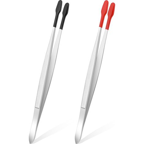Stainless Steel Tweezers with PVC Rubber Tips Non-Slip for Laboratory Jewelry Crafts (1/5)