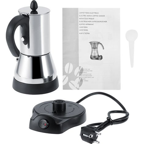 Caffettiera moka da 200/300 ml, piano cottura elettrico in acciaio inox con spina europea 220V (2).