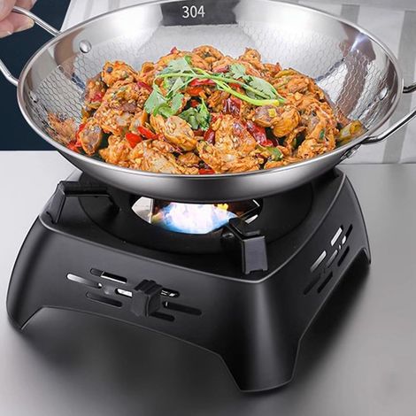 Fornello da campeggio portatile, fornello ad alcol con potenza di fuoco regolabile, fornello da campeggio per esterni, fornello da cucina compatto, fornello per picnic e barbecue (1/4)
