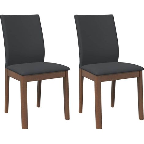 Lot de 2 Chaises à manger,Chaise de cuisine coussins marron bois massif caoutchouc CFW16298 (1/5)
