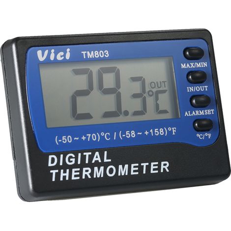 Thermomètre numérique LCD Vici Mini, affichage de la température en degrés Celsius et Fahrenheit, pour réfrigérateur et congélateur, avec sonde et valeurs maximales et minimales. (1/2)