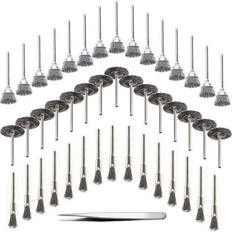 FENOPLASTICA45 Pièces Outil de Perceuse à Bois Brosse Métallique Fil d'Acier Inoxydable Brosse de Perceuse Rotative en Métal, Argent (Acier Inoxydable) (1/5)