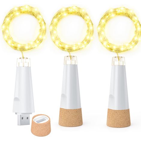 Guirlande lumineuse 2024 LED à piles rechargeable par USB avec bouchon en liège pour décorations de Noël (1/5)