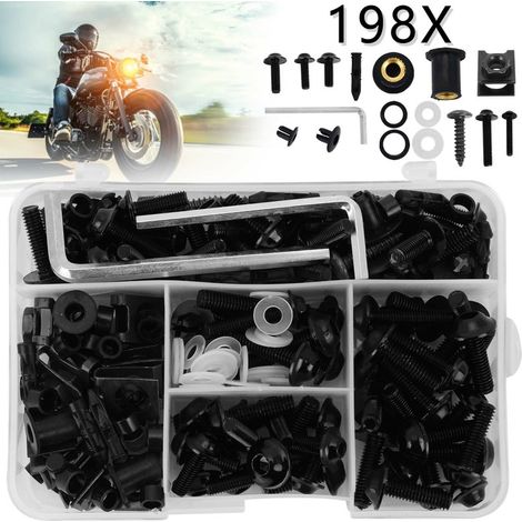 Kit de visserie carénage moto en aluminium noir, vis M5/M6, clips et écrous (1/5)