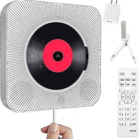 Lecteur CD Bluetooth mural - Système audio domestique avec radio FM, télécommande et fixation murale (1/5)