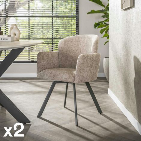 Fauteuil de table pivotant beige texturé (lot de 2) CREEK
