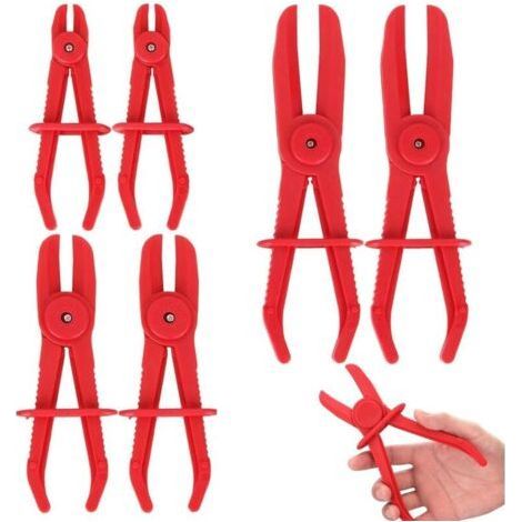 Pince Collier Serrage - 6 pièces, Pince Collier Serrage 3 Tailles + Bague Retenue - Rouge, Pour Freins/Carburant/Flexibles (1/5)