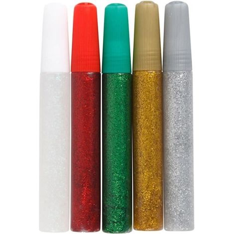 Assortiment de colle à paillettes - Noël - 10 ml - 5 tubes - Application facile - Festif