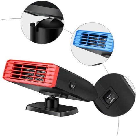 Lot de 2 Chauffage de voiture 24 V, ventilateur de chauffage de voiture, chauffage de voiture, ventilateur de dégivrage et de désembuage de voiture avec chauffage, câble allume-cigare de 1,5 m