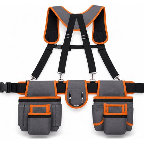Sac à outils ceinture avec bretelles multifonction Oxford gris orange (1/5)