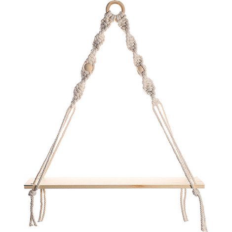 Étagère murale suspendue en corde tressée à la main - idéale pour la cuisine, la salle de bain, le rangement à domicile, ou comme étagère flottante pour plantes d'intérieur. (1/5)