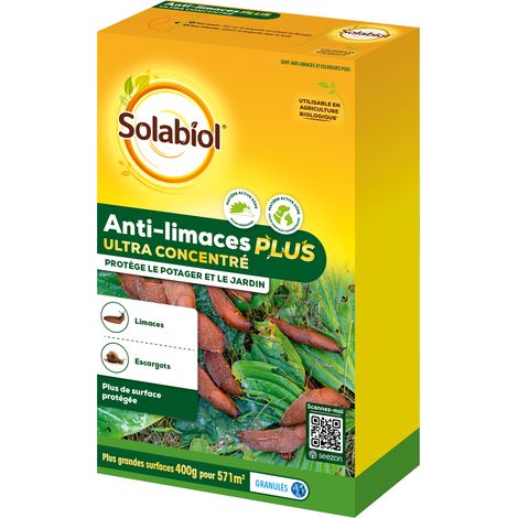 SOLABIOL Anti-Limaces & Escargots Ultra Concentrés - 400g - Résistant À La Pluie - Grande Surface de Traitement SOLIMAPLUS400