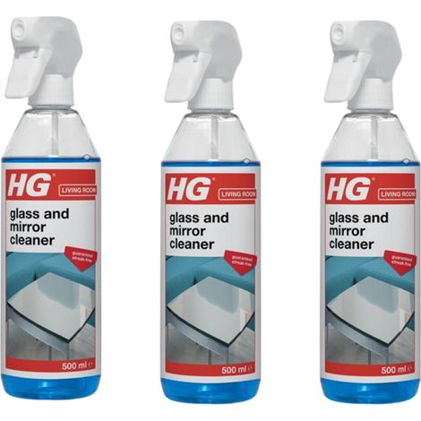 HG Glass & Mirror Cleaner 500ml Pack of 3 - Streak-Free Formula (1/2)