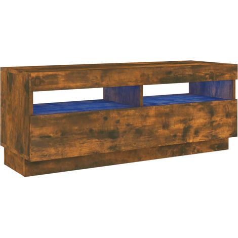 Mobile TV multimediale scaffale per televisione televisione buffet sala da pranzo soggiorno camera da letto con luci LED rovere affumicato 100 x 35 x 40 cm marrone 020026712