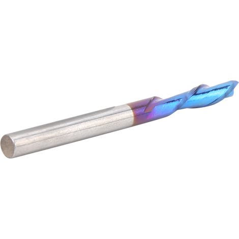 Fraise 2 dents hélice gauche, outils de coupe bleus plaqués, 3,175 x 3,175 x 12 x 40 mm, fraise carbure pour usinage précis, lot unique, coupe à gauche, outil professionnel. (1/5)