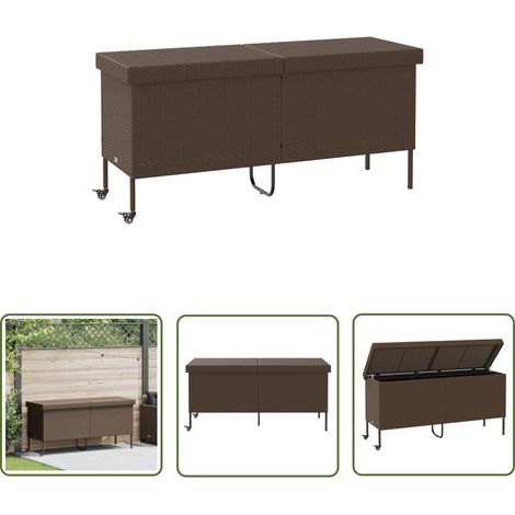 vidaXL Boîte rangement jardin roues marron 160x55x75 cm résine tressée (1/5)