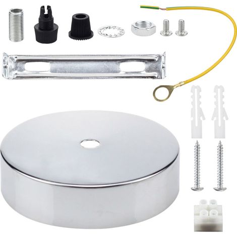 Plaque De Plafond - Diamètre 100 mm - Pour Suspension Luminaire - Charge Max 10,4 kg - Finition Dorée En Laiton Brossé - 1 Pièce