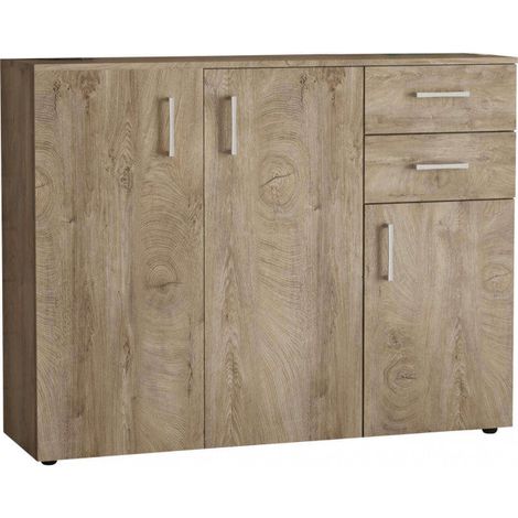 Mobile credenza da interno in legno nobilitato bilaminato con 3 ante e 2 cassetti Linea Classic -  Marrone (1/5)