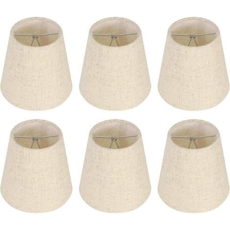 Ensemble de 6 Petits Abat-Jour, Abat-Jour Baril en Toile de Jute Clip sur Ampoule pour Lampe de Table et lampadaire, Abat-Jour de Lustre Nordique Beige 3,5 x 5,5 x 5,2 Pouces (1/4)