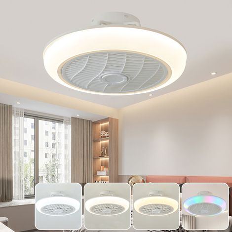 Ventilateur de plafond avec lumière, ventilateur de plafond LED RGB avec télécommande et application, dimmable, 6 vitesses, minuterie, 46 cm (1/5)