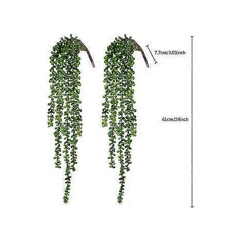 Succulente artificielle suspendue de 68 cm (27 pouces), effet collier de perles pour un aspect réaliste, facile à nettoyer et à dépoussiérer, design vibrant et adorable pour votre jardin. (1/3)